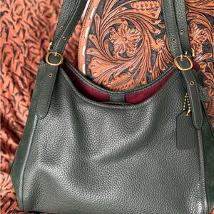 Coach Dark Green Grained Leather Lori Shoulder Bag
